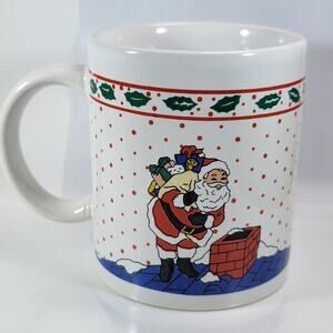 Vintage 1991 Santa Mug Carol Gordon RGA Retro Christmas Holiday Cup
